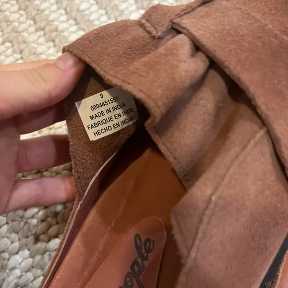 Free People After Riding Sunset Sand Brown Suede Leather Buckle Mules