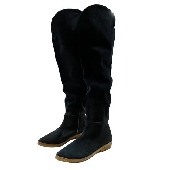 Free People Banks Over the Knee Boots Black Women's Size 38.5 (US 8.5) EUC