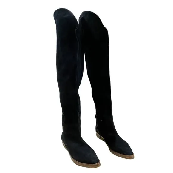 Free People Banks Over the Knee Boots Black Women's Size 38.5 (US 8.5) EUC