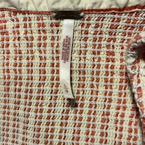 Free People “Be Real” Mini Dress in Rust Combo with Ruffles - Size Large - NWOT