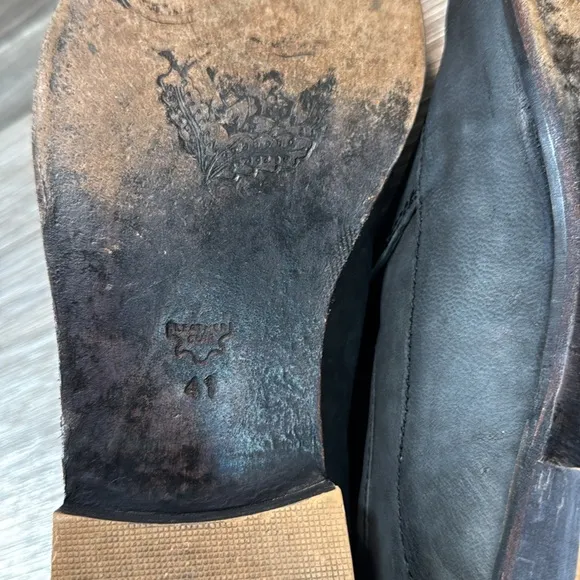 Free people black leather loafers  size 41 (d198)