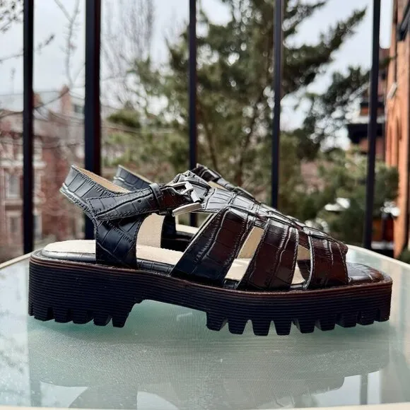 Free People Intentionally Blank Haddie Dad Fisherman Sandals Shoes Black