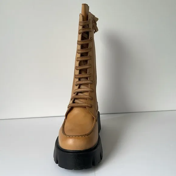Free People  Jones Lug Sole Lace-Up Boot in Macadamia