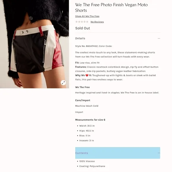 FREE PEOPLE Photo Finish Vegan Moto Shorts NWT