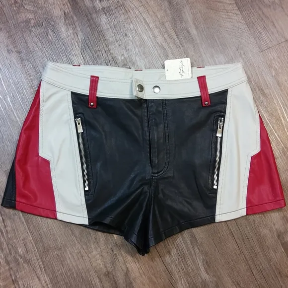FREE PEOPLE Photo Finish Vegan Moto Shorts NWT