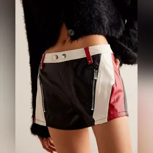 FREE PEOPLE Photo Finish Vegan Moto Shorts NWT