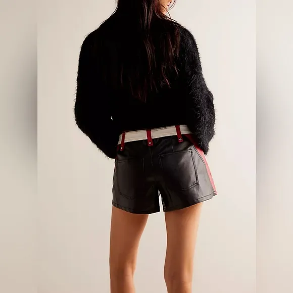 FREE PEOPLE Photo Finish Vegan Moto Shorts NWT