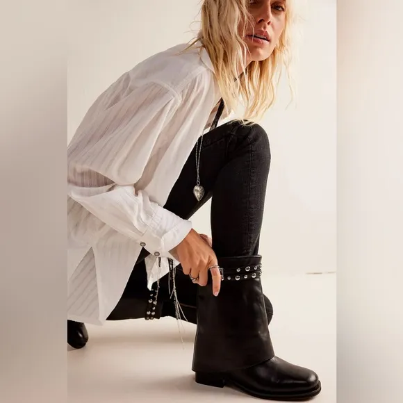 free people scorpio studded foldover boots