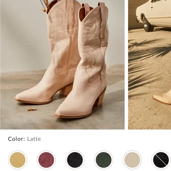 Free People/Jeffrey Campbell Cream Western Style Boots Festival Concert 7.5