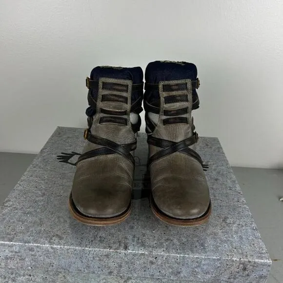 Freebird by Steven Women's 7 Crue Gray Multi Leather Ankle Boots