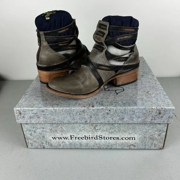 Freebird by Steven Women's 7 Crue Gray Multi Leather Ankle Boots