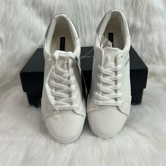 French Connection Silver White Sneakers Sleek Design