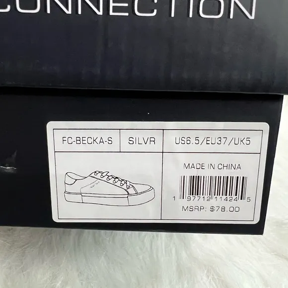 French Connection Silver White Sneakers Sleek Design