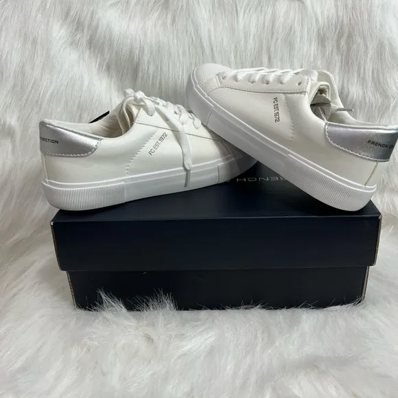 French Connection Silver White Sneakers Sleek Design