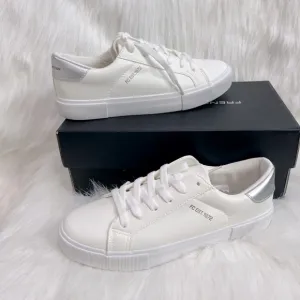 French Connection Silver White Sneakers Sleek Design