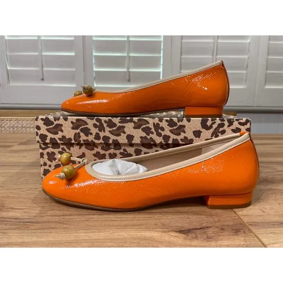 French Sole/New York Rumba Slip On Flats Orange Naplak Size 7 NIB Elegant Sleek