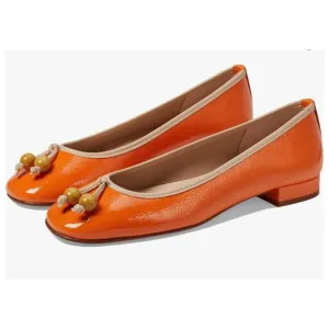 French Sole/New York Rumba Slip On Flats Orange Naplak Size 7 NIB Elegant Sleek