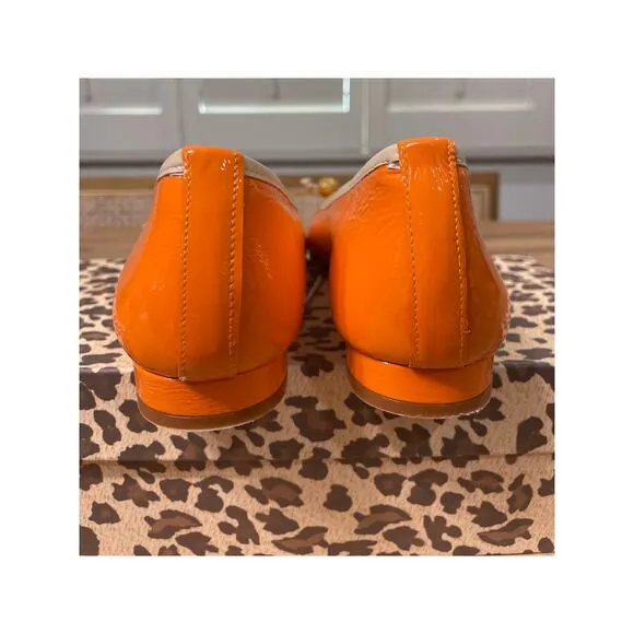 French Sole/New York Rumba Slip On Flats Orange Naplak Size 7 NIB Elegant Sleek