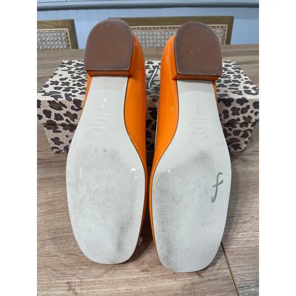 French Sole/New York Rumba Slip On Flats Orange Naplak Size 7 NIB Elegant Sleek