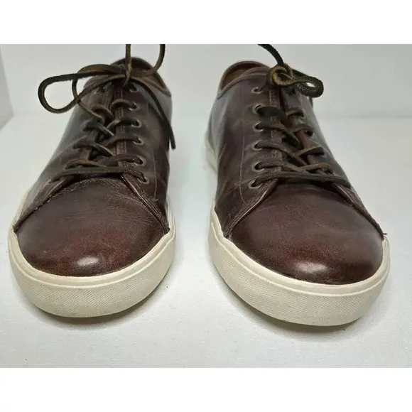 Frye Brett Brown Distressed Leather Lace Up Low Sneakers Men's Size 13