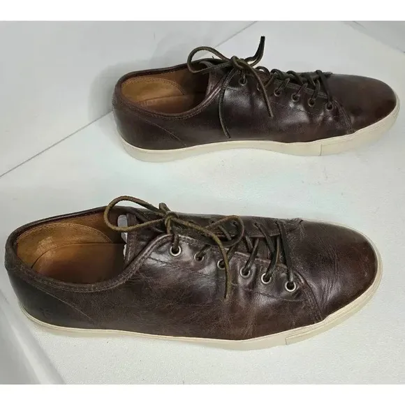 Frye Brett Brown Distressed Leather Lace Up Low Sneakers Men's Size 13