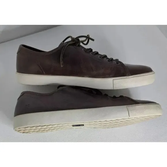 Frye Brett Brown Distressed Leather Lace Up Low Sneakers Men's Size 13