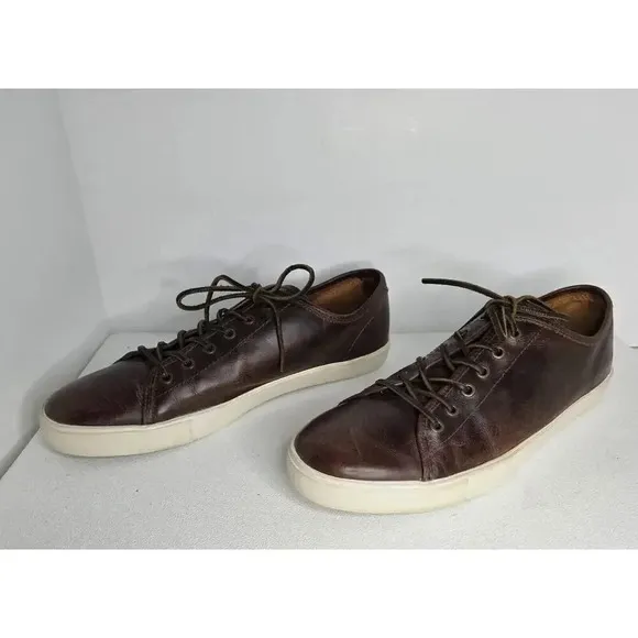 Frye Brett Brown Distressed Leather Lace Up Low Sneakers Men's Size 13