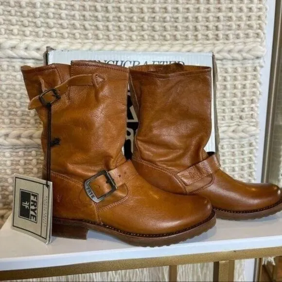 Frye Cognac &quot; Whiskey&quot; Short Leather Boots Size 6.5