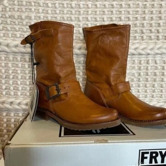 Frye Cognac &quot; Whiskey&quot; Short Leather Boots Size 6.5
