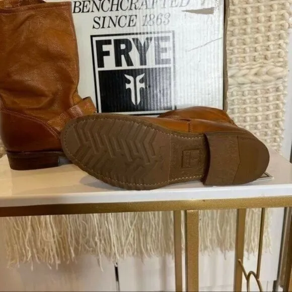 Frye Cognac &quot; Whiskey&quot; Short Leather Boots Size 6.5