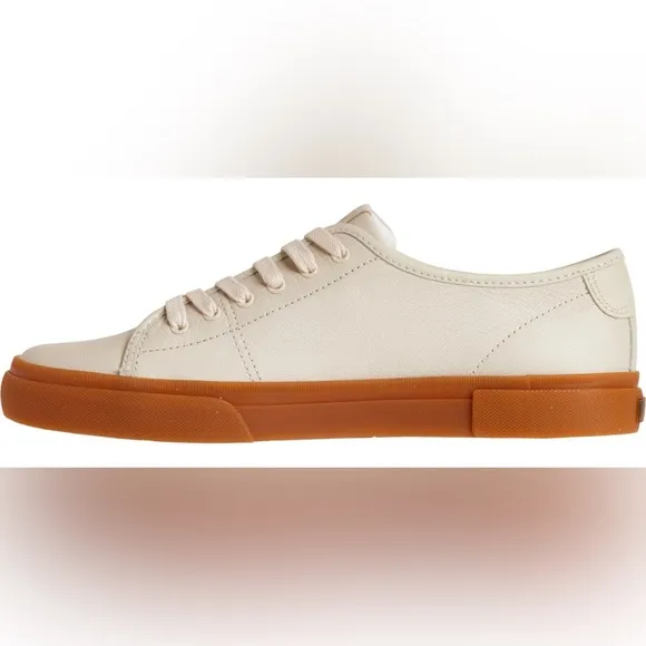 Frye Gia White Sneakers with Tan Soles Genuine Leather Size 8.5 Women’s