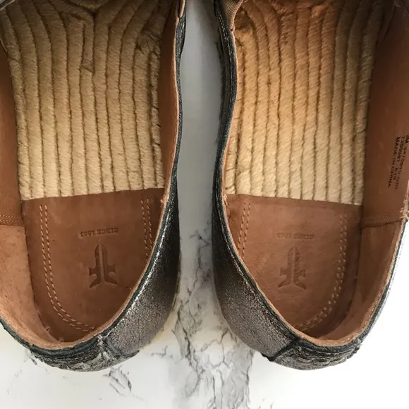 Frye Isbel Espadrilles metallic leather 9 bronze flat comfort