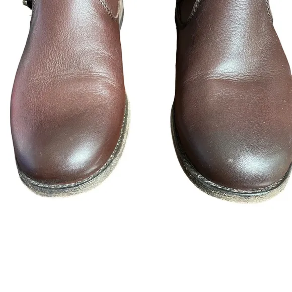 Frye Leather Tyler Engineer Short Brown Boots Buckle Moto