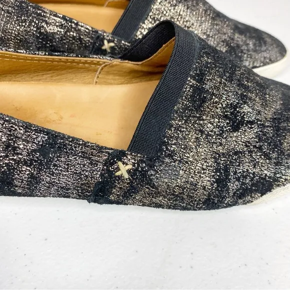 Frye Melanie Slip On Leather Loafers Flats Metallic Black Size 7