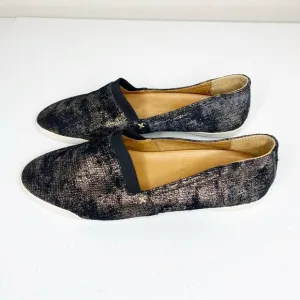 Frye Melanie Slip On Leather Loafers Flats Metallic Black Size 7