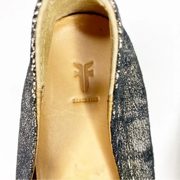 Frye Melanie Slip On Leather Loafers Flats Metallic Black Size 7