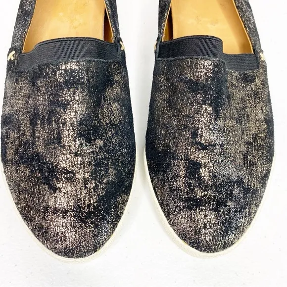 Frye Melanie Slip On Leather Loafers Flats Metallic Black Size 7