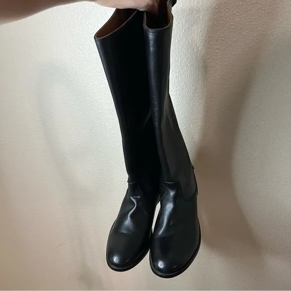 Frye Melissa black leather back zipper knee high riding boots 9