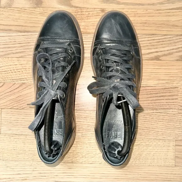 FRYE Men’s Justin Low Lace Round Toe Leather Black Sneakers