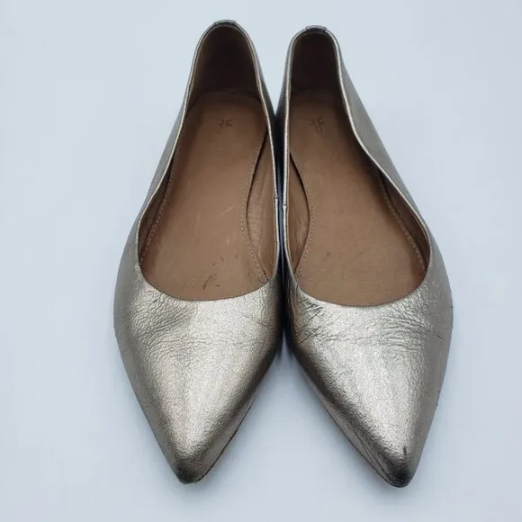 FRYE Sienna Pointed  Ballet Flats 8.5 Womens Slip On Leather Gold
