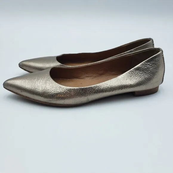 FRYE Sienna Pointed  Ballet Flats 8.5 Womens Slip On Leather Gold