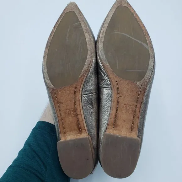 FRYE Sienna Pointed  Ballet Flats 8.5 Womens Slip On Leather Gold