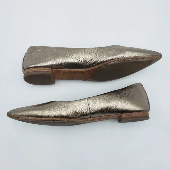 FRYE Sienna Pointed  Ballet Flats 8.5 Womens Slip On Leather Gold