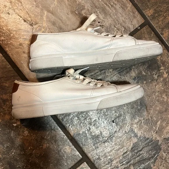FRYE Women's Gia White Low Top Lace Leather Sneakers