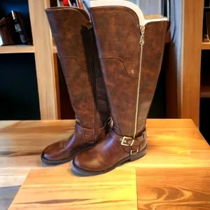 G By Guess Knee Height Tall Boots Hayden Brown Faux Leather sz 5.5