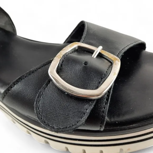 GABOR Comfort Chunky Sandals Adjustable Foam Platform Cushioned Black White 10.5