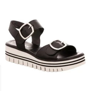 GABOR Comfort Chunky Sandals Adjustable Foam Platform Cushioned Black White 10.5