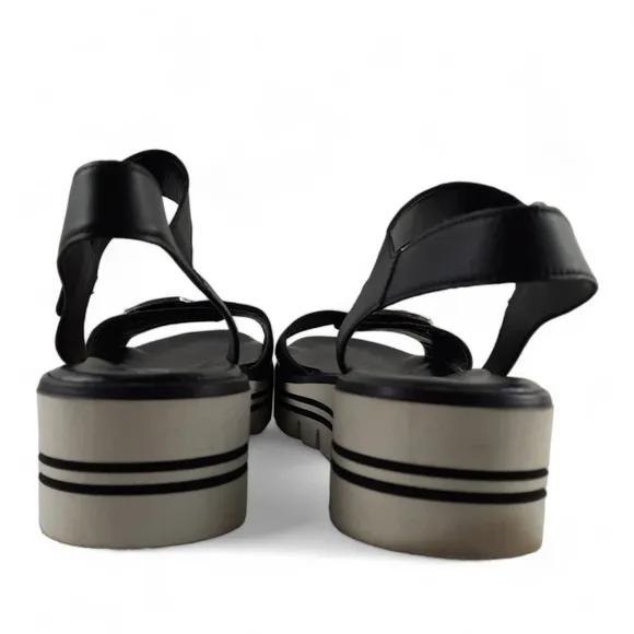 GABOR Comfort Chunky Sandals Adjustable Foam Platform Cushioned Black White 10.5