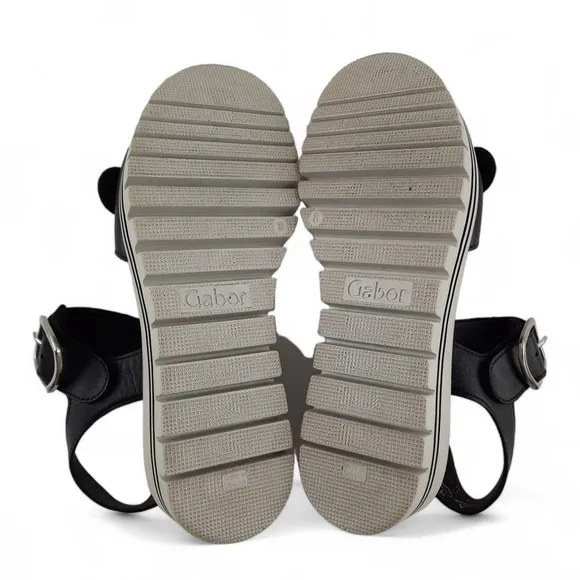 GABOR Comfort Chunky Sandals Adjustable Foam Platform Cushioned Black White 10.5