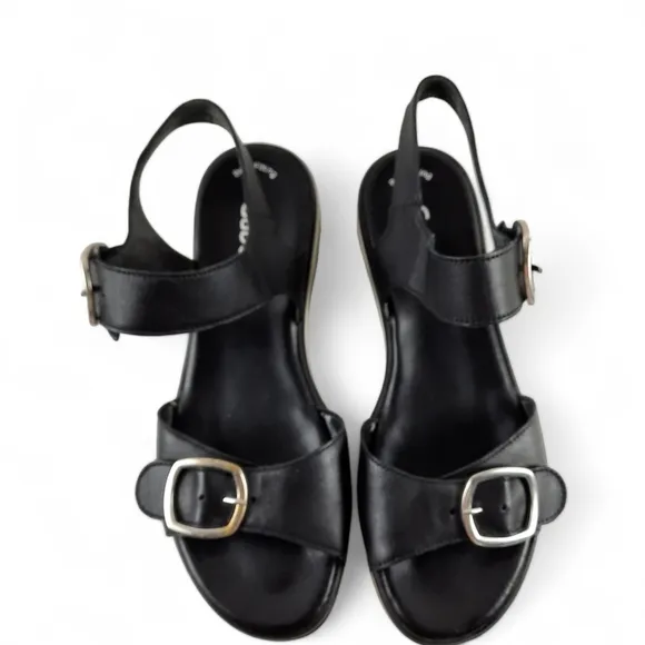 GABOR Comfort Chunky Sandals Adjustable Foam Platform Cushioned Black White 10.5